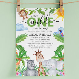 Wild One Safari | Baby-Dusche in tierischer Aquare Einladung