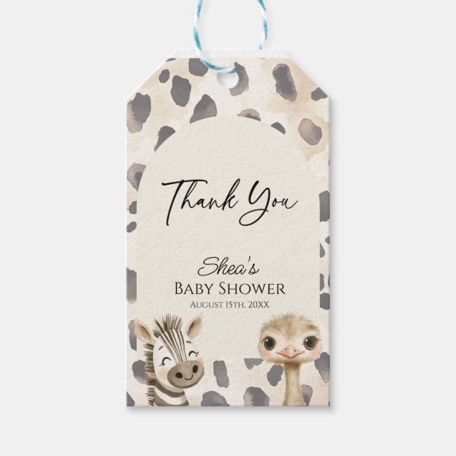 Wild One Safari-Baby-Party  Geschenkanhänger (Vorderseite)