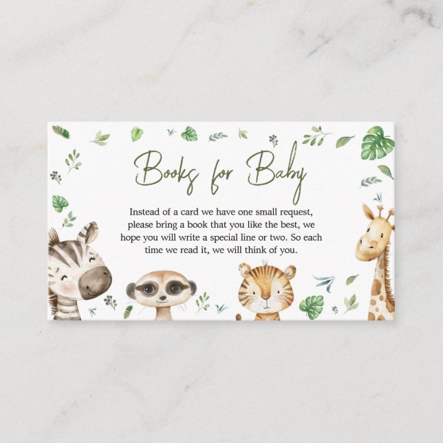 Wild One Safari Baby Shower Books for Baby Begleitkarte (Vorderseite)