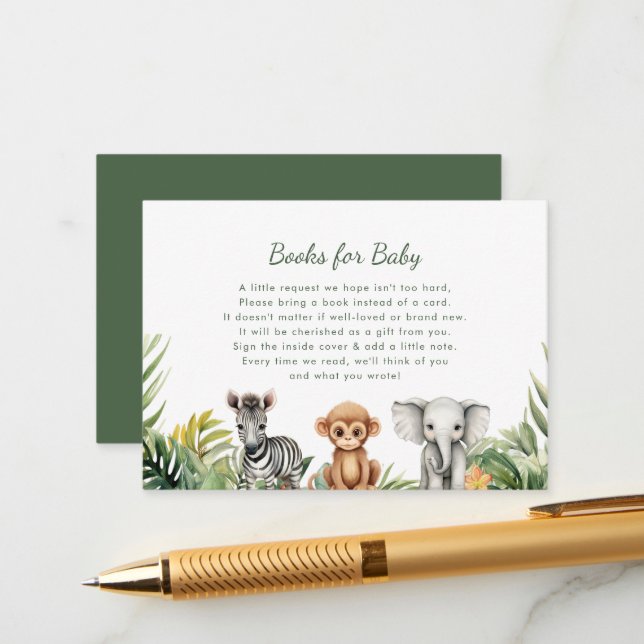 Wild One Safari Baby Shower Books for Baby card Begleitkarte (Vorderseite/Rückseite Beispiel)