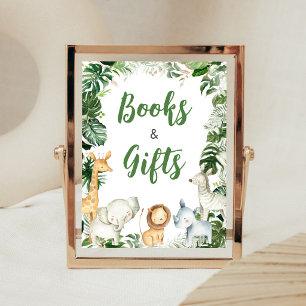 Wild One Safari Baby Shower Bücher und Geschenke S Poster