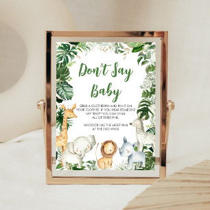 Wild One Safari Baby Shower Don't Say Baby Schild