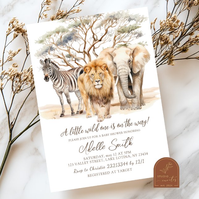 Wild One Safari Baby Shower Einladung (Von Creator hochgeladen)