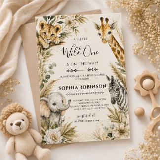 Wild-One-Safari-Baby-Shower-Einladung Einladung