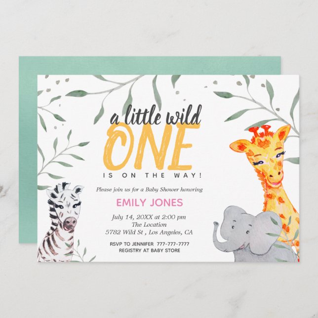 Wild One Safari Baby Shower Girl Einladung