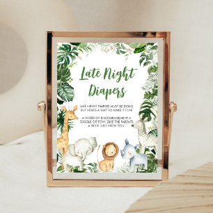 Wild One Safari Baby Shower Späte-Nacht-Windeln-Sc Poster
