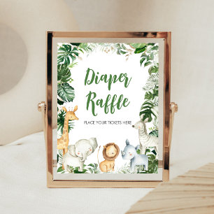 Wild One Safari Baby Shower Windel-Raffle-Schild Poster