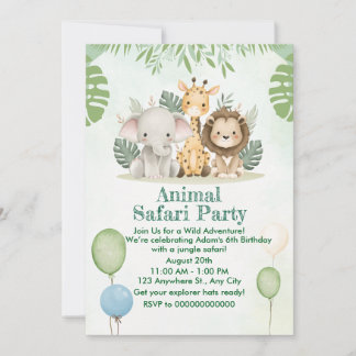 Wild One Safari Birthday Invitation Einladung
