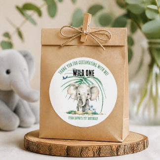 Wild One Safari Dankeschön Favor Stickers