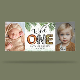 Wild One Safari Dschungel 1. Geburtstagsfoto Banner