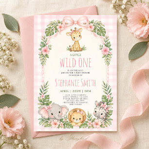 Wild One Safari Dschungel-Baby-Party-Einladung für Einladung