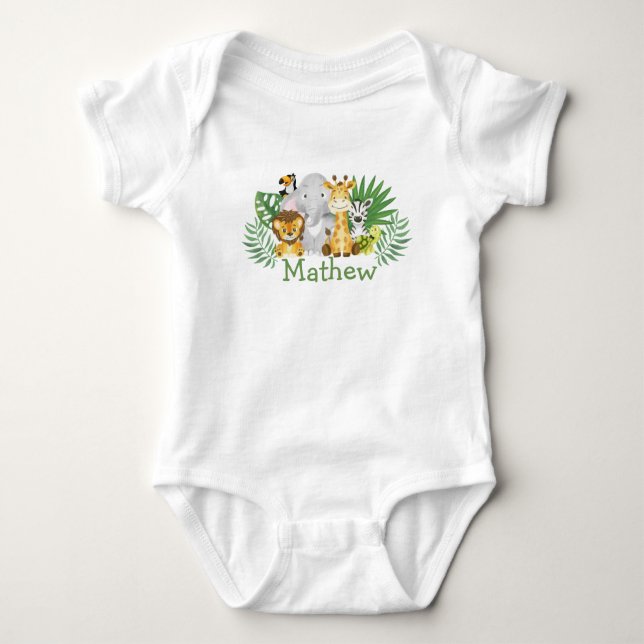 Wild-One-Safari-Dschungel Tropenwald Baby Strampler (Vorderseite)