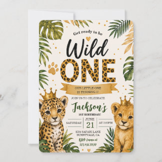 Wild ONE Safari-Dschungeltiere 1. Geburtstag Einladung