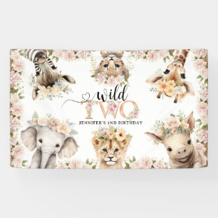Wild ONE Safari-Dschungeltiere 2. Geburtstagsfeier Banner