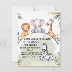 Wild One Safari Einladung zum ersten Geburtstag