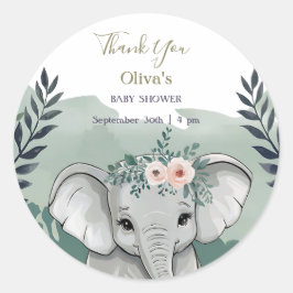 Wild One Safari Elephant Baby Shower Classic Round Runder Aufkleber