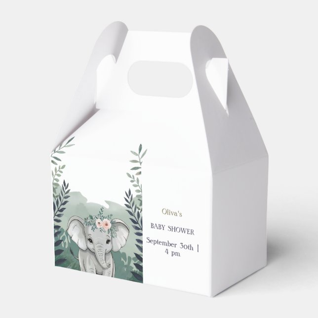Wild One Safari Elephant Baby Shower Fevor Boxes Geschenkschachtel (Vorderseite)