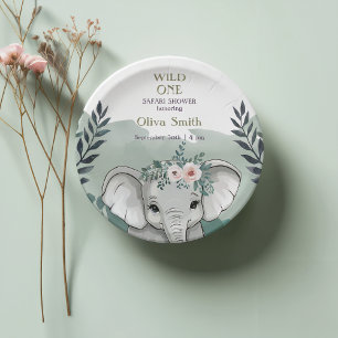 Wild One Safari Elephant Baby Shower Paper Teller