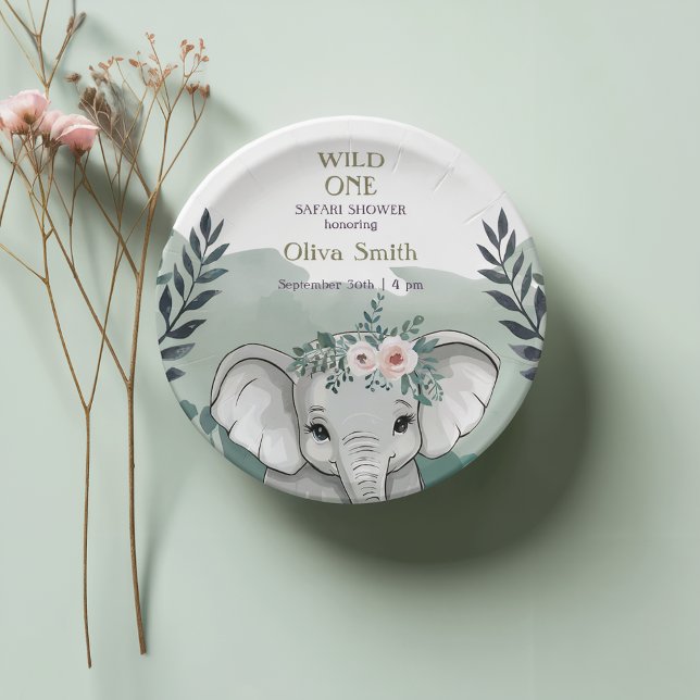 Wild One Safari Elephant Baby Shower Paper Teller (Von Creator hochgeladen)