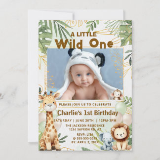 Wild One Safari Erste Geburtstagseinladung Einladung