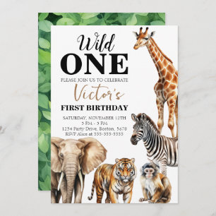 Wild One Safari Erster Geburtstag Einladung