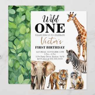 Wild One Safari Erster Geburtstag Einladung