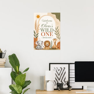 Wild One Safari Erster Geburtstag Poster