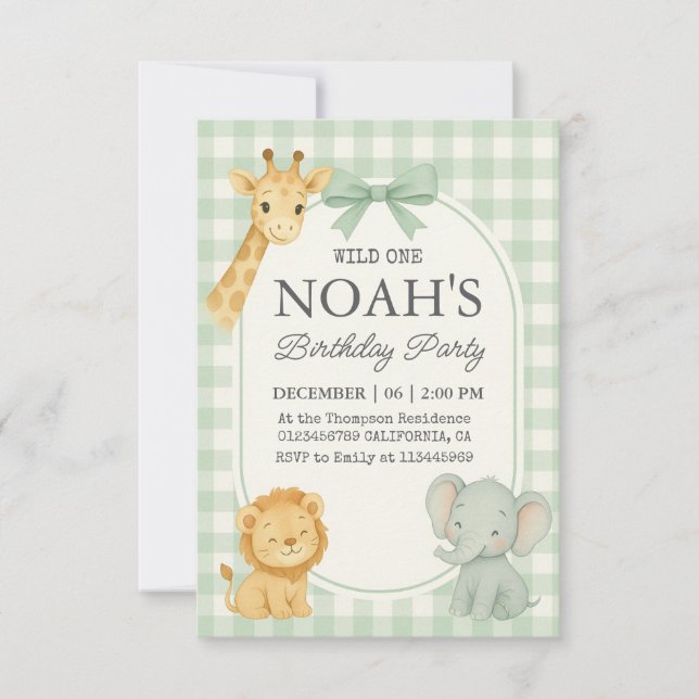 Wild One Safari Geburtstagkarte (Vorderseite)