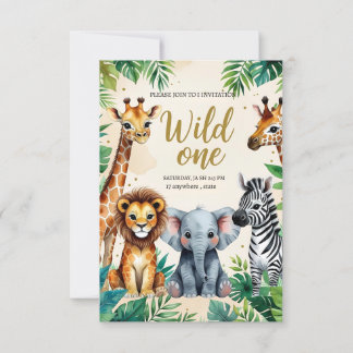Wild One Safari-Geburtstagseinladung Einladung