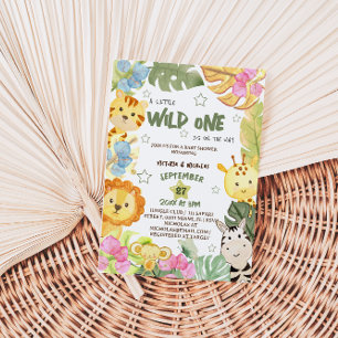 Wild One Safari Gender Neutral Baby Shower Einladung
