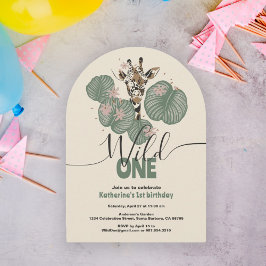 Wild One Safari Giraffe Animal Birthday Party Einladung