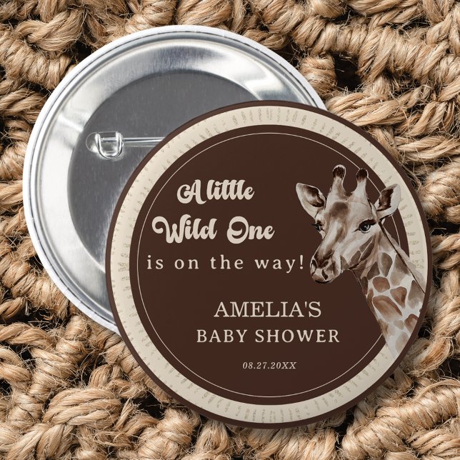 Wild One Safari Giraffe Baby Dusche Button (Von Creator hochgeladen)
