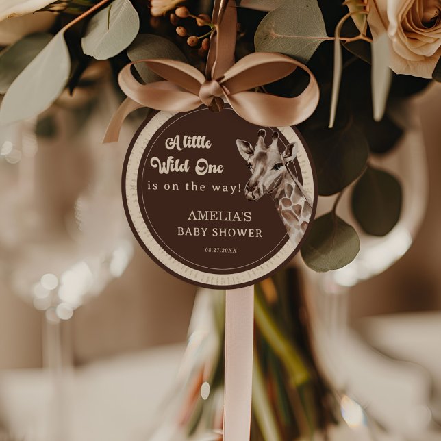 Wild One Safari Giraffe Baby Dusche Geschenkanhänger (Von Creator hochgeladen)