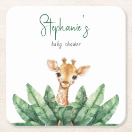 Wild One Safari Giraffe Baby Dusche Rechteckiger Pappuntersetzer