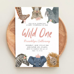 Wild One Safari Girl 1. Geburtstag Einladung