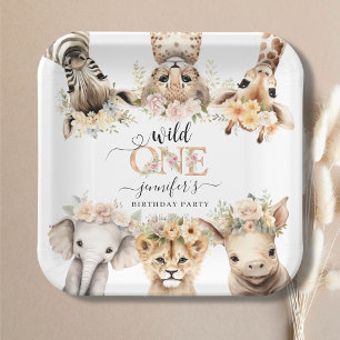 Wild One Safari Girl 1. Geburtstag Papierplatte Pappteller