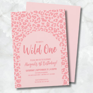 Wild One Safari Girls erste Geburtstagsparty Einladung