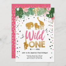 Wild One Safari Gold Girl Pink Animals Geburtstag