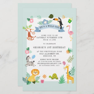Wild One Safari Jungle Animals 1. Geburtstag Briefpapier