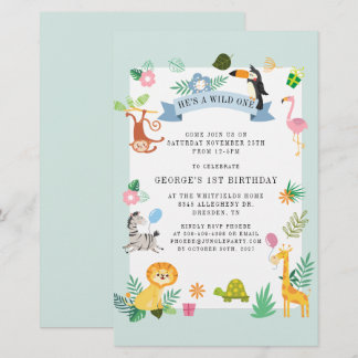Wild One Safari Jungle Animals 1. Geburtstag Briefpapier
