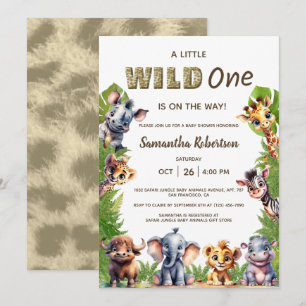 Wild one Safari Jungle Animals Baby Shower Einladung