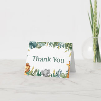 Wild One Safari Jungle Animals Birthday Thank You Dankeskarte