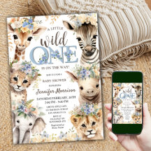 Wild One Safari Jungle Animals Boy Baby Shower