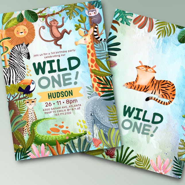 Wild one safari jungle animals boy birthday einladung (Von Creator hochgeladen)