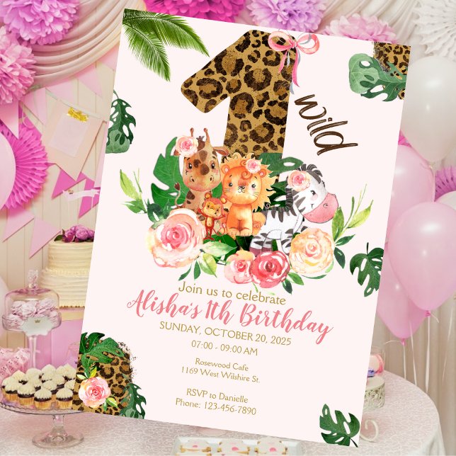 Wild One Safari Jungle Animals Geburtstag Einladun Einladung (Von Creator hochgeladen)