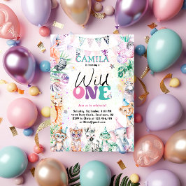 Wild One Safari Jungle Animals Geburtstag Einladung