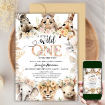 Wild One Safari Jungle Animals Girl Baby Dusche