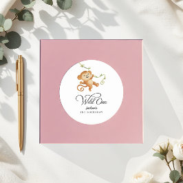 Wild One Safari Jungle Boys 1. Geburtstag Party Runder Aufkleber