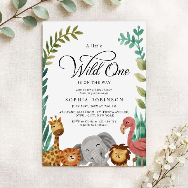 Wild One Safari Jungle Boys Baby Shower Einladung (Von Creator hochgeladen)