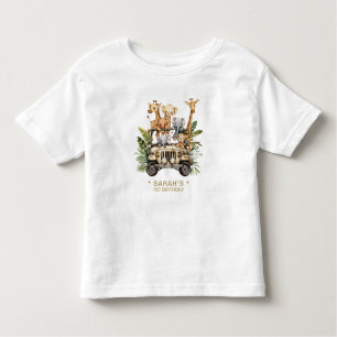 Wild One Safari Jungle Erstgeburtenname Girl Kleinkind T-shirt